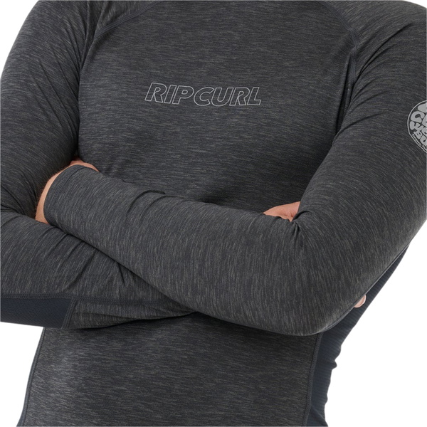 2026 Rip Curl Mens Dawn Patrol UPF Performance Long Sleeve Rash Vest 16BMRV - Black Marle